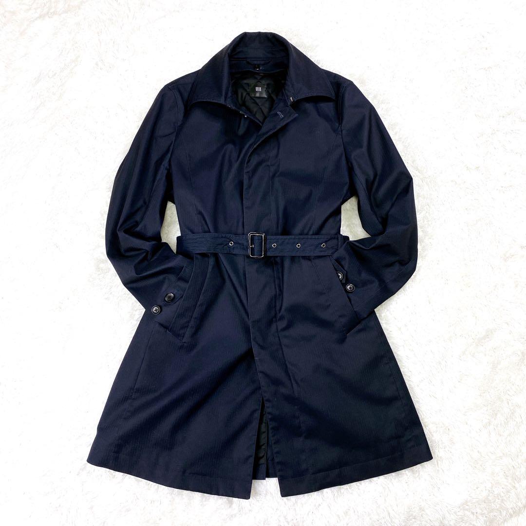 極美品 スーツセレクト 撥水 ベルテッドボンディングコート ネイビー Lサイズ