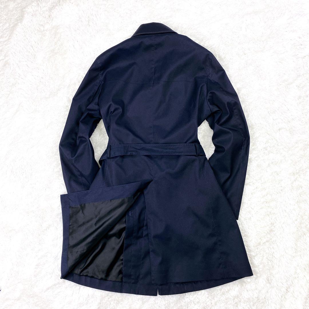 極美品 スーツセレクト 撥水 ベルテッドボンディングコート ネイビー Lサイズ