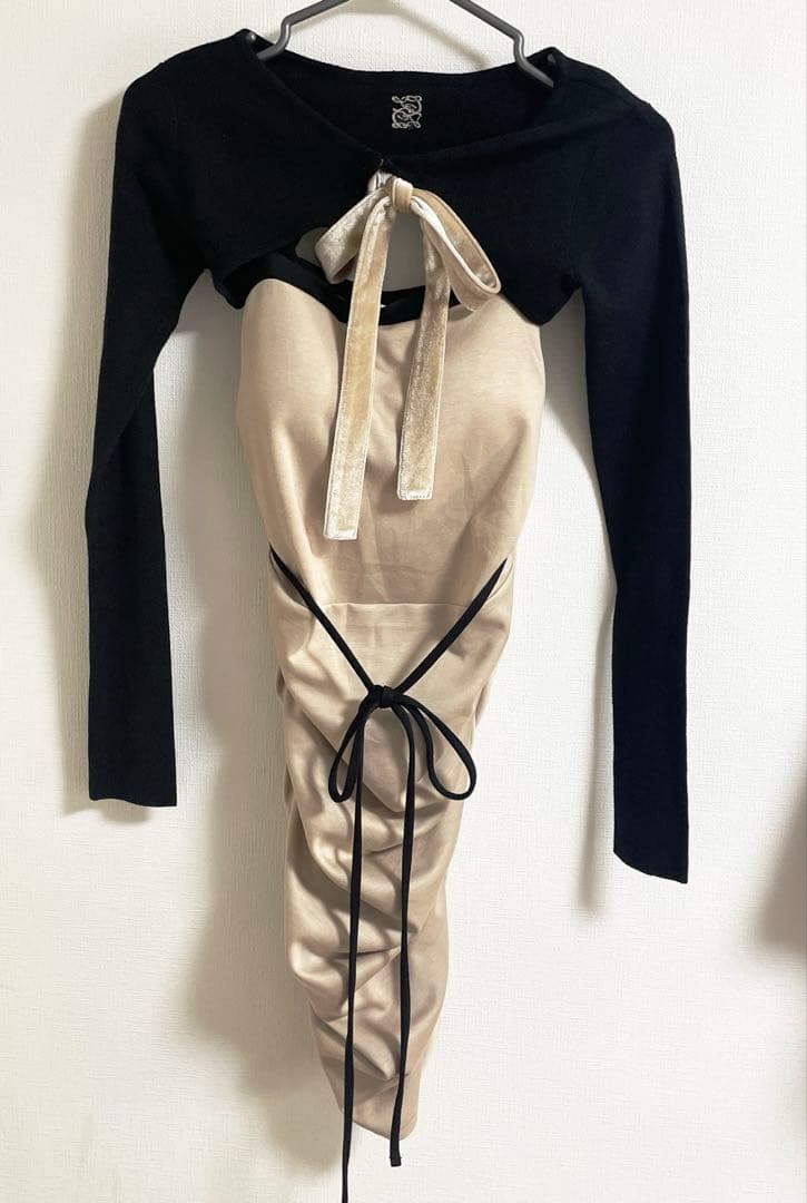 【送料無料】Ciel リバーシブルフィットリボンワンピースBEG 新品