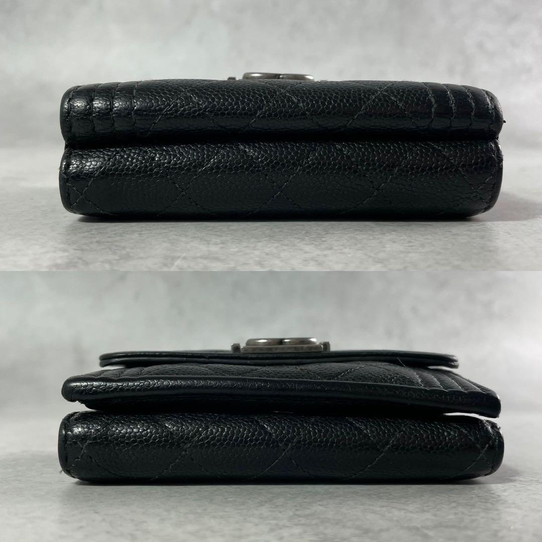 【極美品】CHANEL 三つ折り財布 キャビアスキン ボーイ ココ ブラック