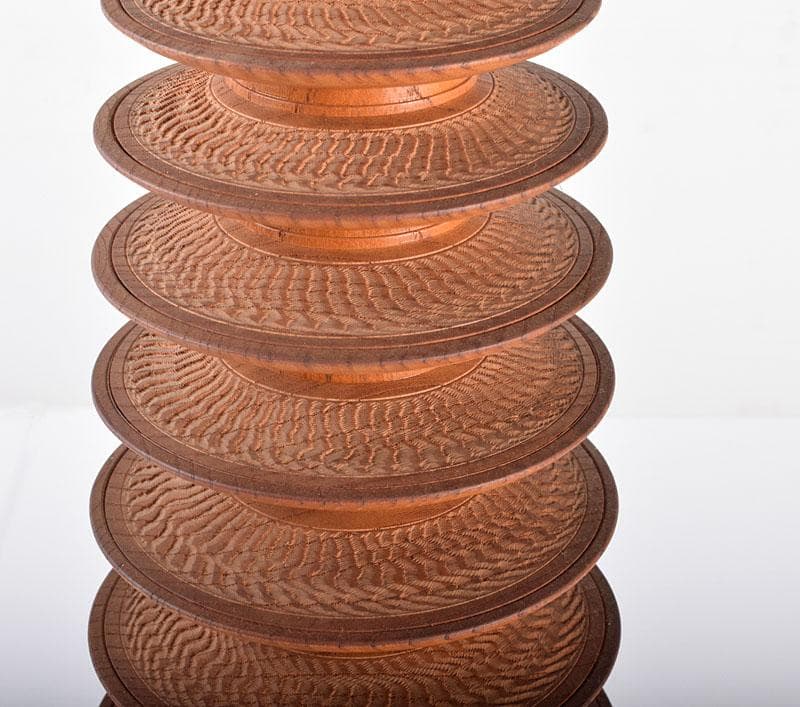 浮月挽物名工　田中光月作　塔　高さ約53.5cm　ガラスケース　V　R4231B