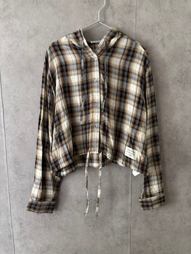 アクネストゥディオズ　チェックフード付きオーバーシャツ