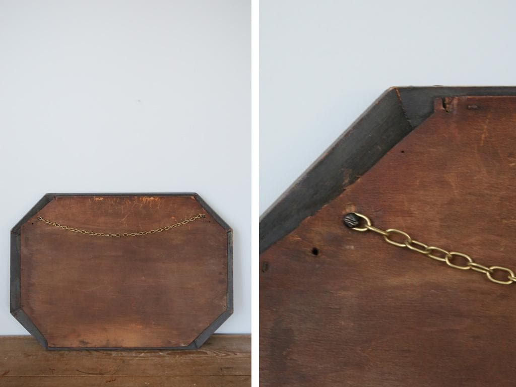 英国アンティーク木製カッティングミラー/壁掛け鏡オクタゴン八角形85-157-1