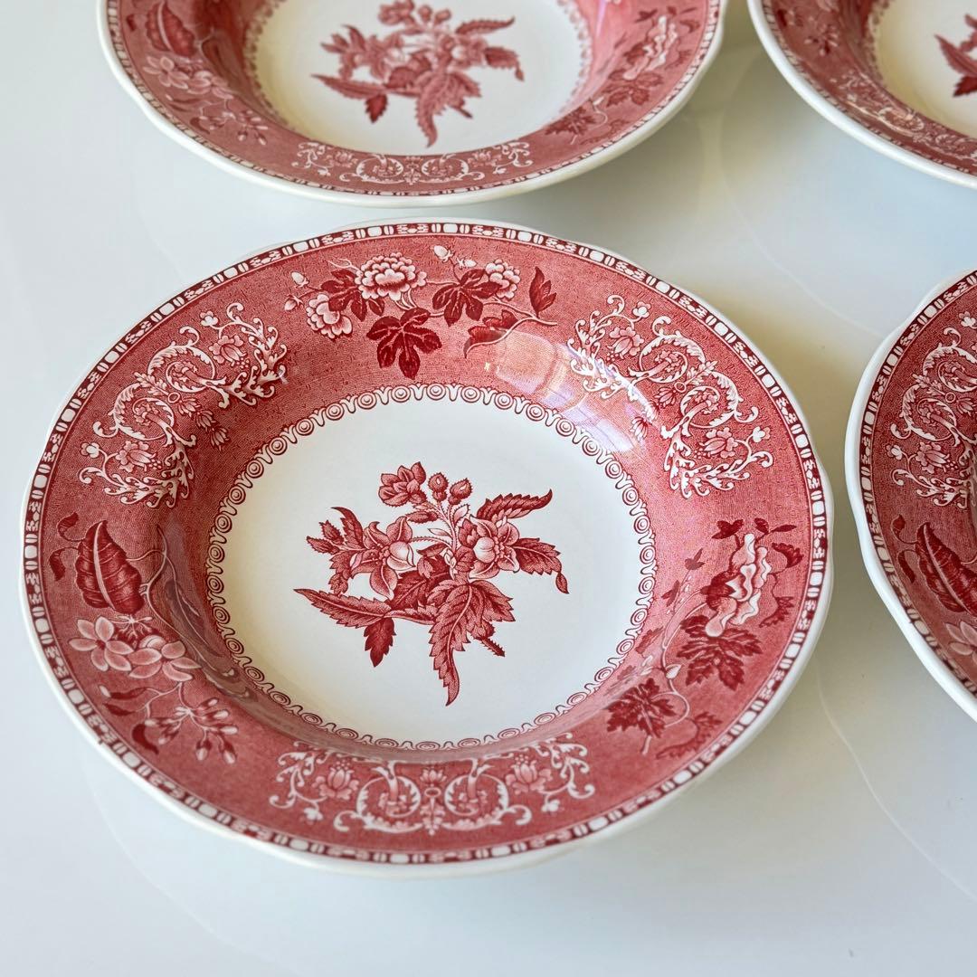 未使用 スポード 4枚セット ピンクカミラ リムプレート スープ パスタ 皿