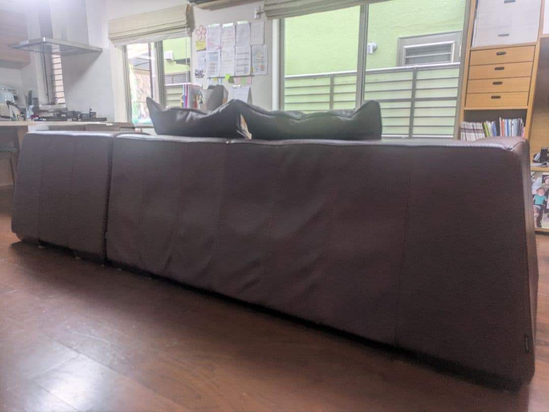 アクタスfive by five L字型本革ソファ クッション2個付き