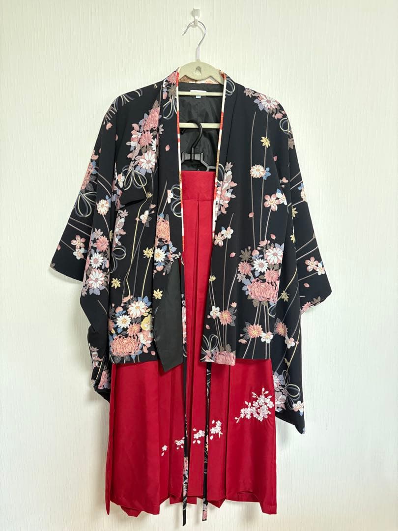 キャサリンコテージ 袴セット 150cm 黒着物 ×えんじ袴