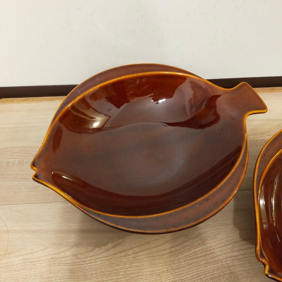 ロイヤルコペンハーゲン FAJANCE フィッシュ 魚 ボウル 大 茶色 ペア