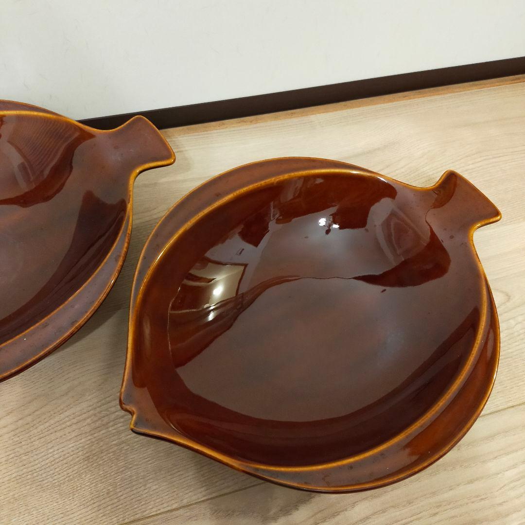ロイヤルコペンハーゲン FAJANCE フィッシュ 魚 ボウル 大 茶色 ペア