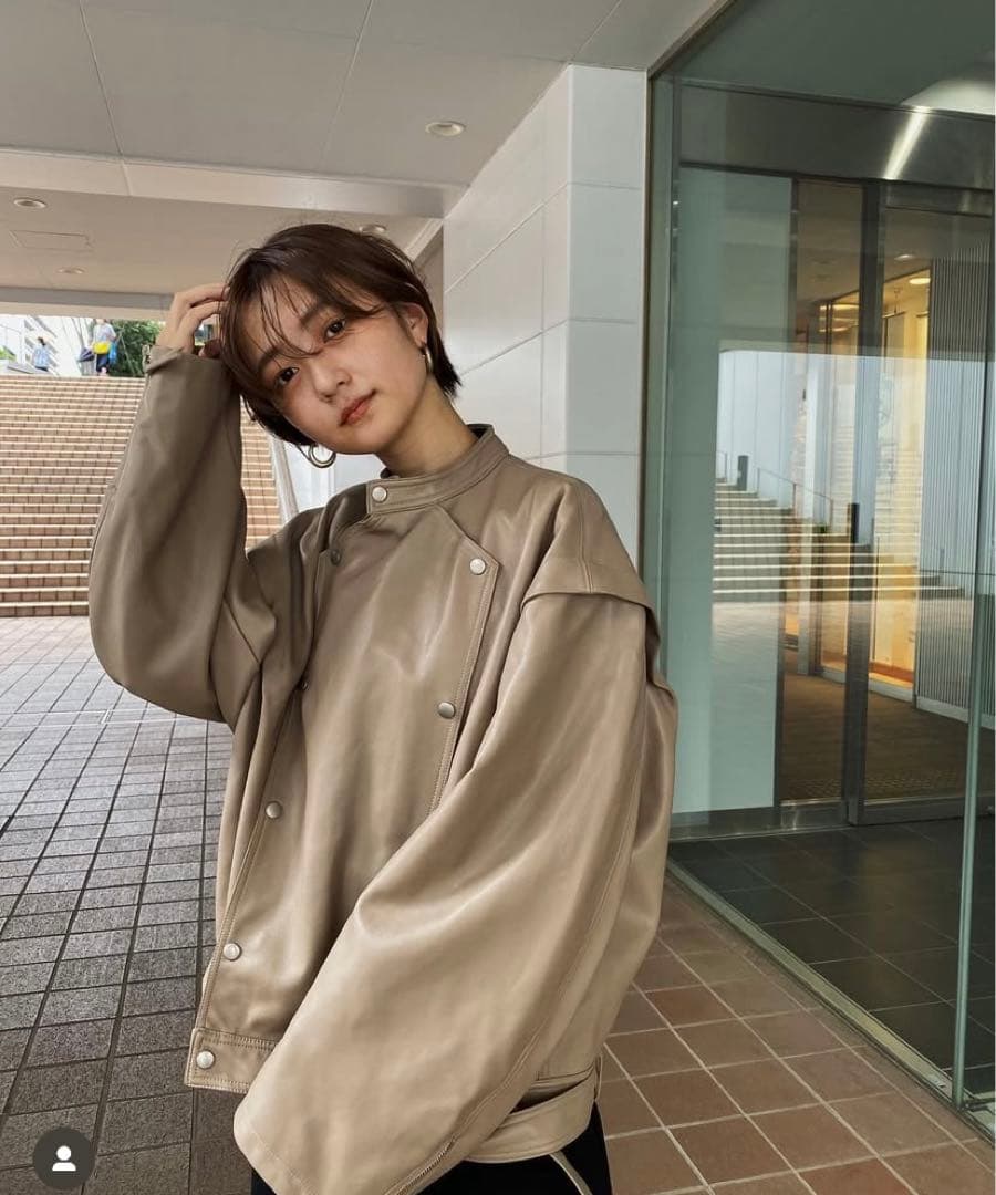 ジャケット・アウター AMERI VINTAGE RETRO FAKE LEATHER JACKET