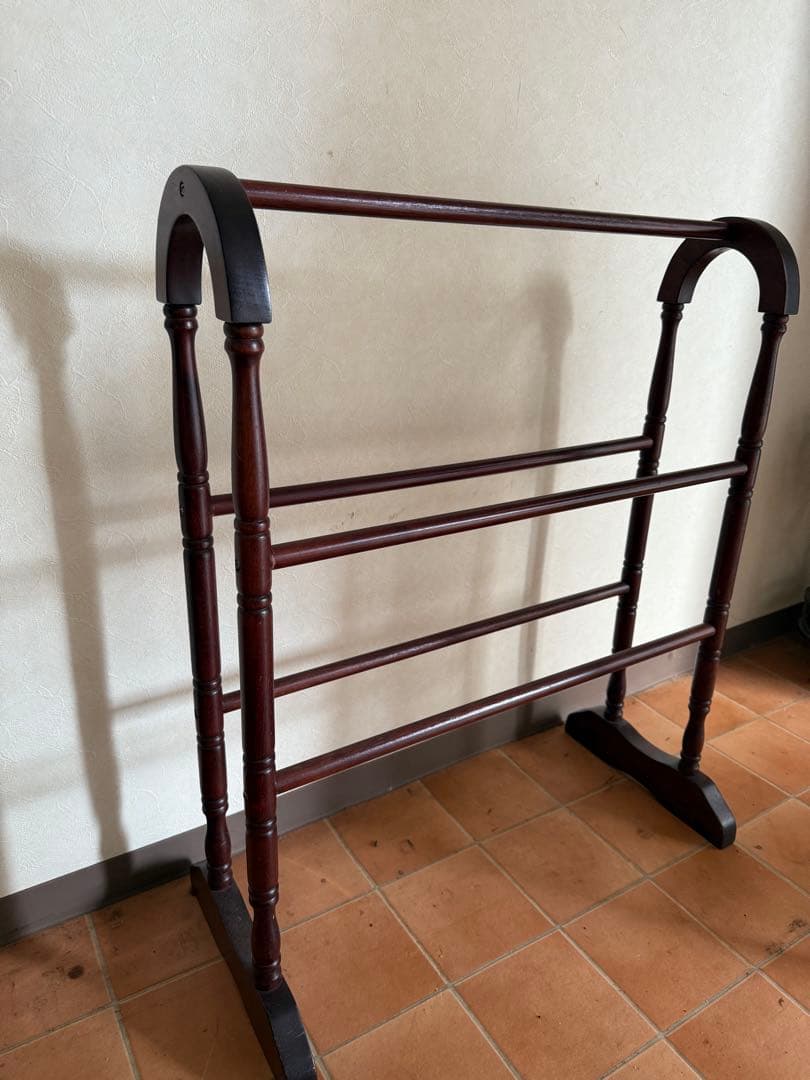 8月末まで掲載英国 イギリス製マホガニークロスハンガーラック木製 ダークブラウン