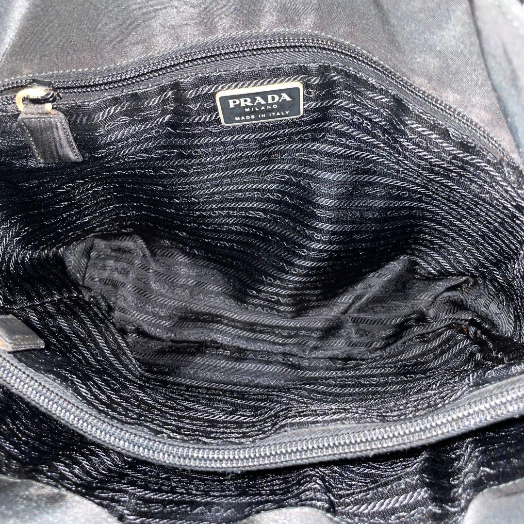 【良品】PRADA プラダ　トートバッグ　ナイロン　ブラック　黒　刺繍　肩掛け