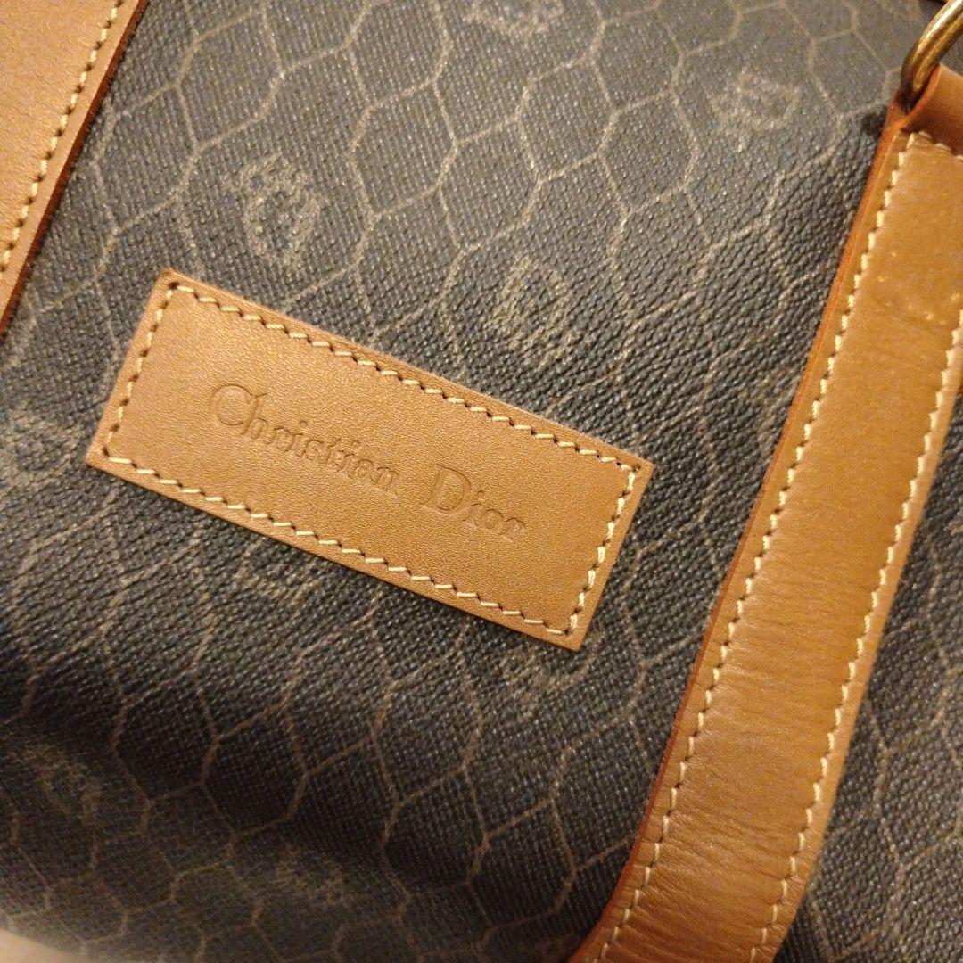 クリスチャン/ディオール ボストンバッグ ハニカム柄 Hexagonロゴ PVC