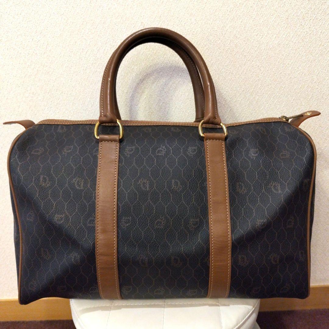 クリスチャン/ディオール ボストンバッグ ハニカム柄 Hexagonロゴ PVC