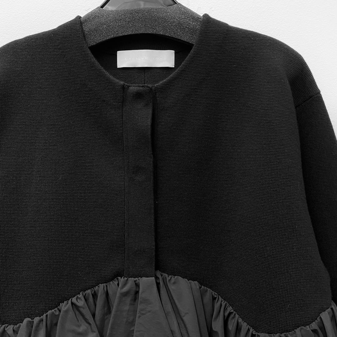 MARILYNMOON スパイラルタフタラッフルニットジャケット