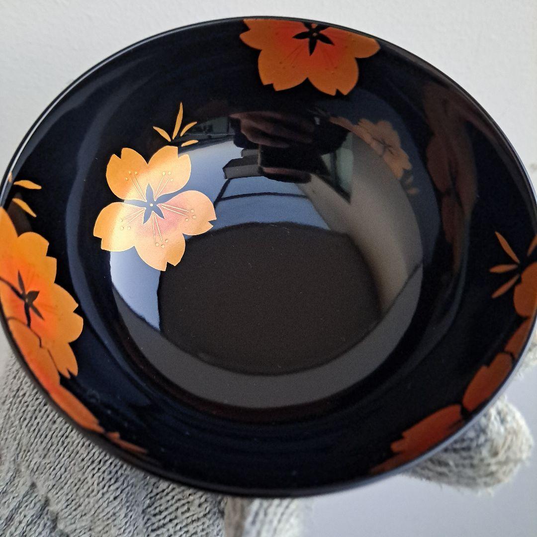 【輪島塗　吸物椀×5客】布着本堅地　雪月花\"蒔絵　朝信作　未使用/長期保管品