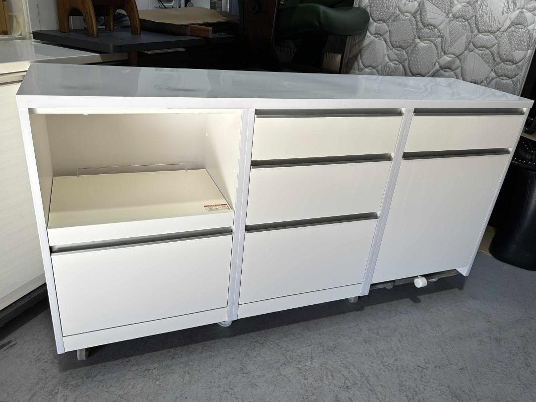 土井インテリア キッチンカウンター、キッチンボード幅180cm Used