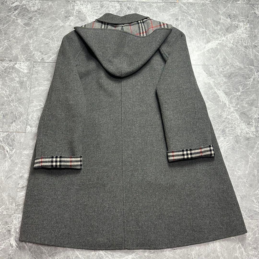 カシミヤ♡バーバリー　2way ダブルフェイスコート　ノバチェック グレー
