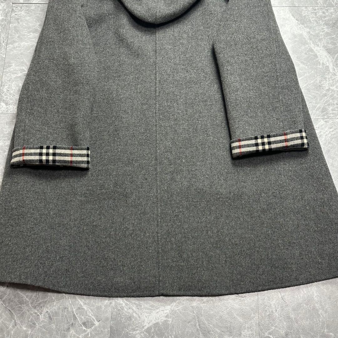 カシミヤ♡バーバリー　2way ダブルフェイスコート　ノバチェック グレー