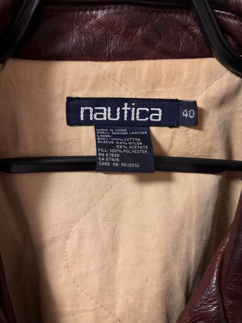 nautica レザージャケット　ブラウン　40 中綿　内キルティング