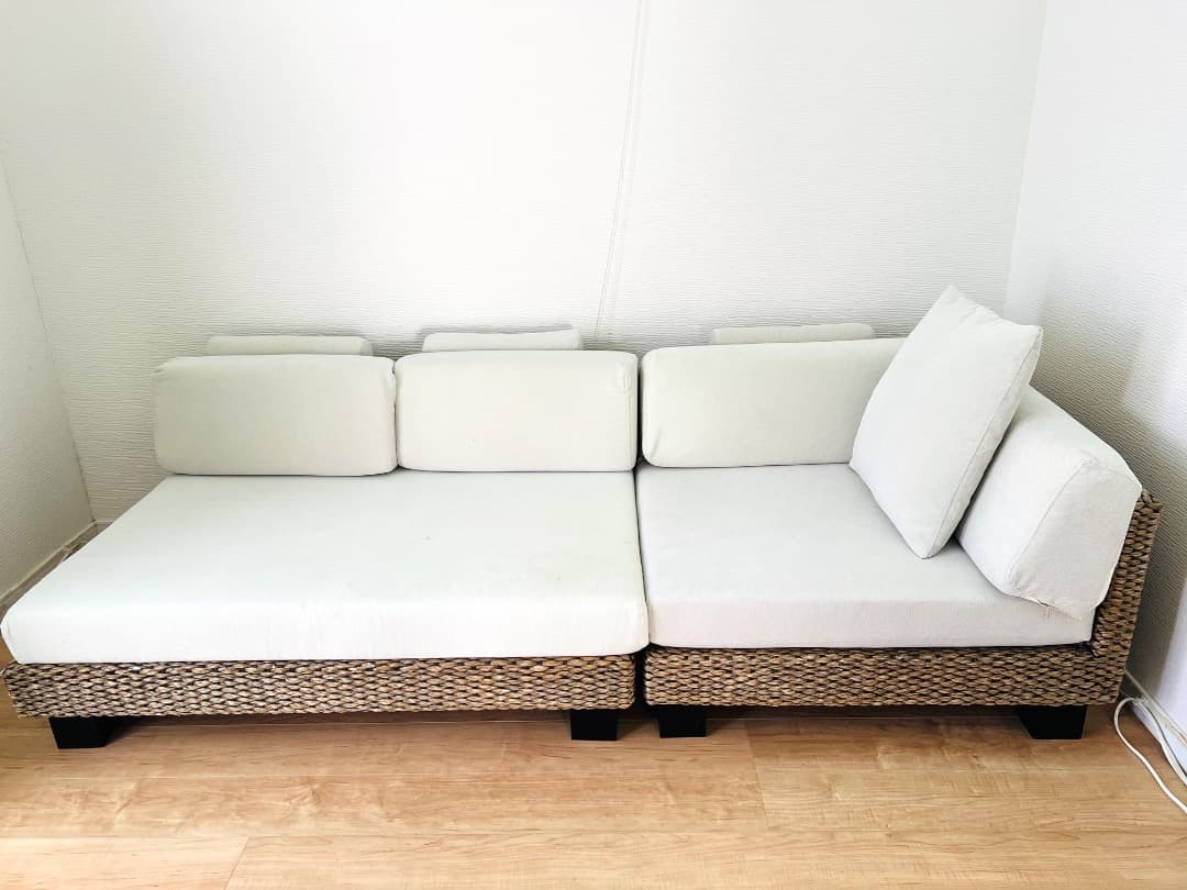 a.flat ケイ・ローソファ コーナー&ベンチのセット3人 (ヒヤシンス)