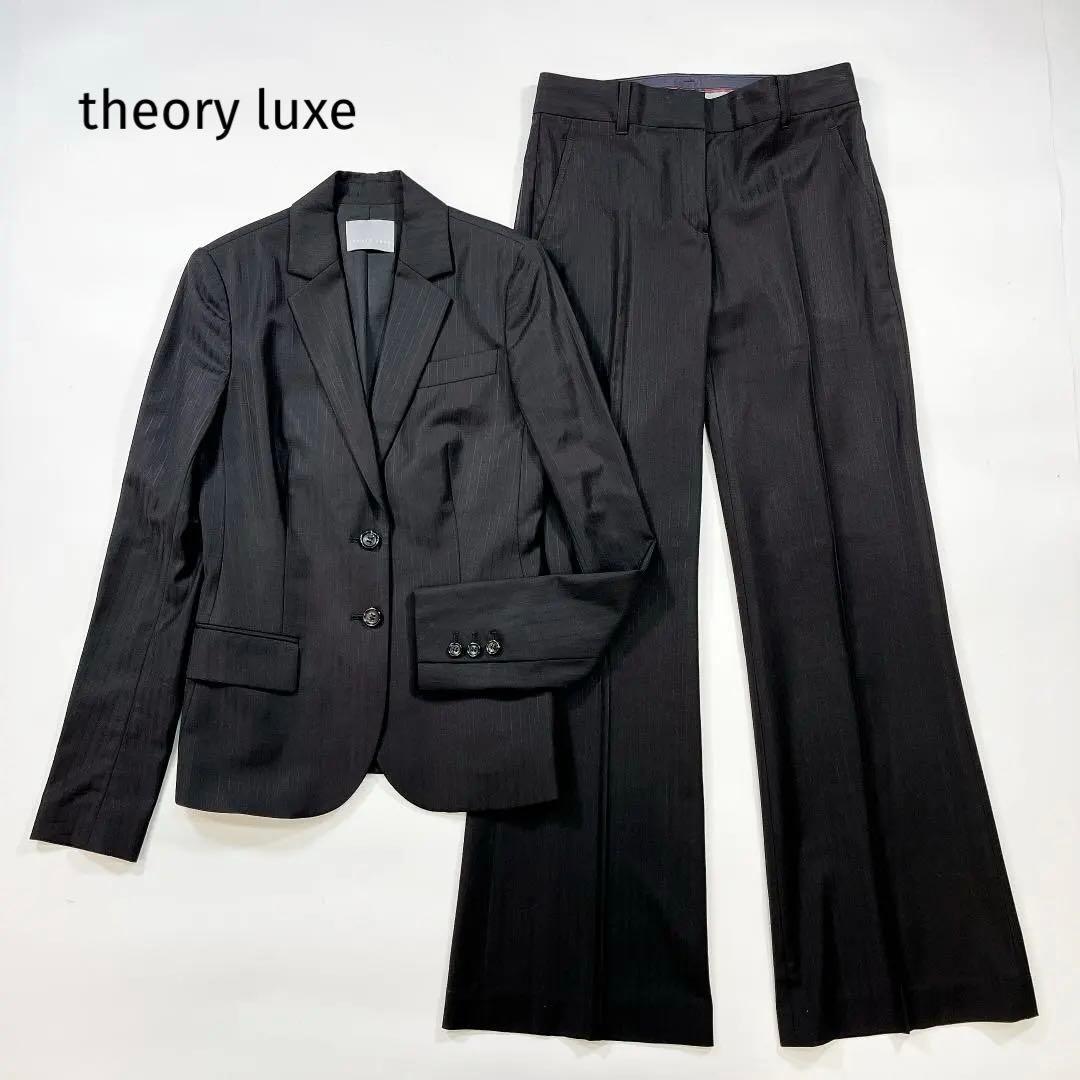 セオリーリュクス パンツスーツ セットアップ 36 S 黒 ストライプ