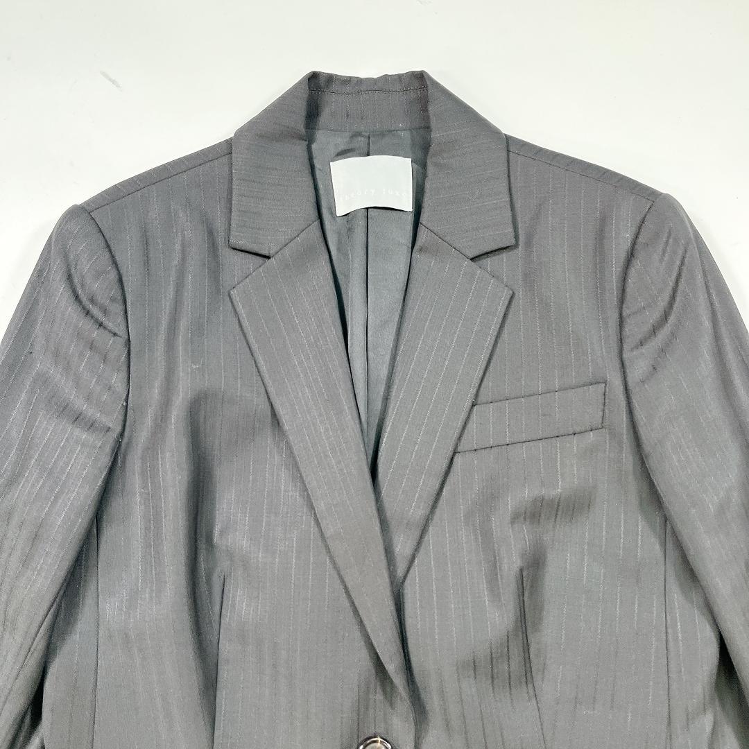 セオリーリュクス パンツスーツ セットアップ 36 S 黒 ストライプ