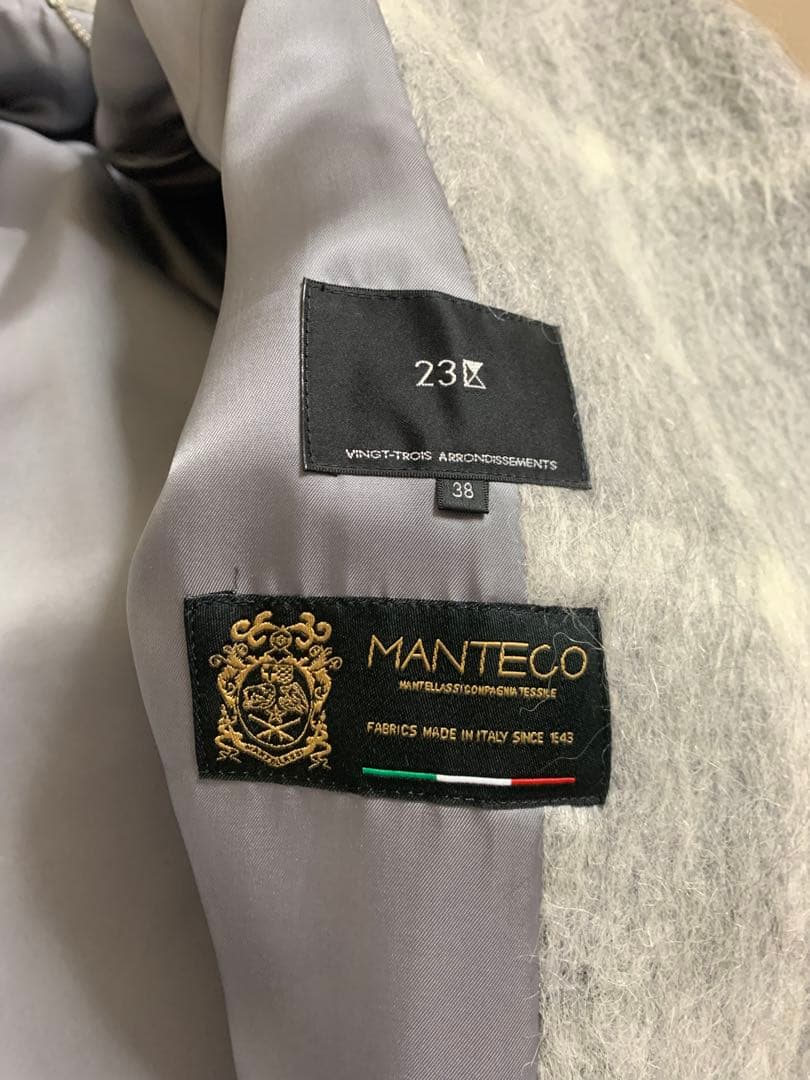 23区 MANTECO グレー系チェック チェスターコート 38
