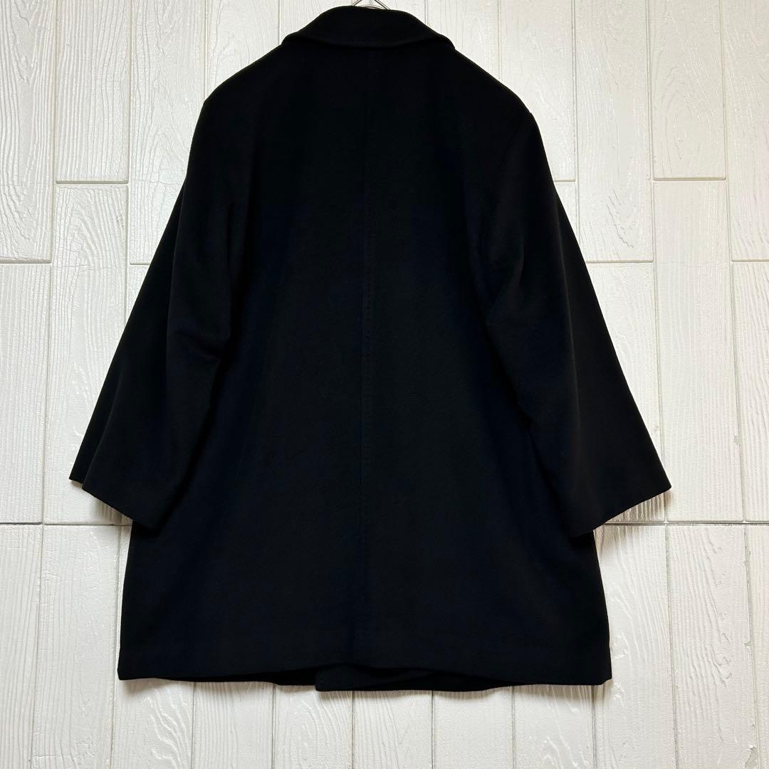 オーバーサイズ 美品 カシミヤ100%レリアン ダブルブレストコート ブラック