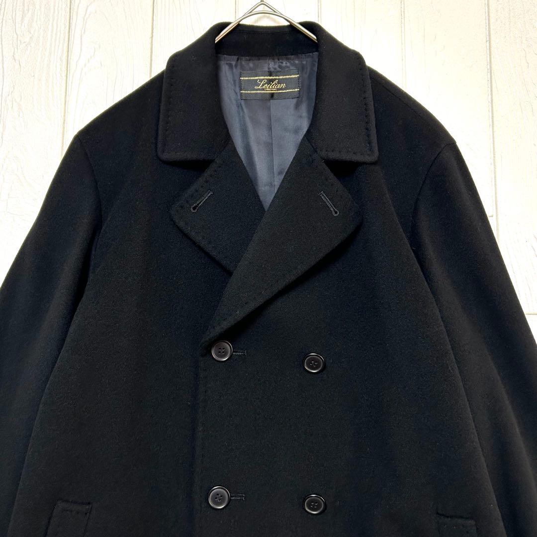 オーバーサイズ 美品 カシミヤ100%レリアン ダブルブレストコート ブラック