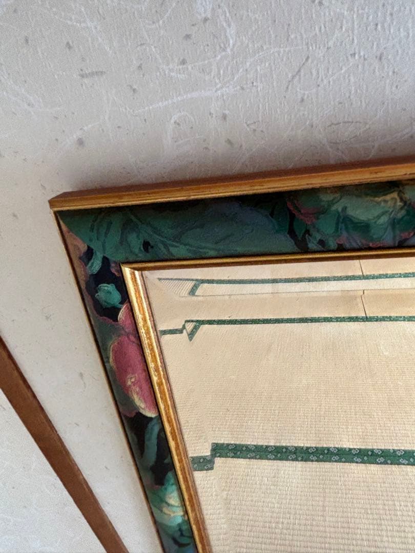 昭和レトロ鮮やかな花のウォールミラー全身鏡姿見アンティークヴィンテージ