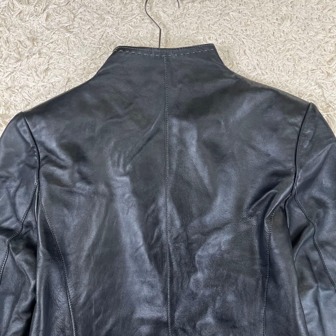 BALMAIN ラムレザー 羊革 ジャケット 大きいサイズ 裏地総柄ロゴ 2XL