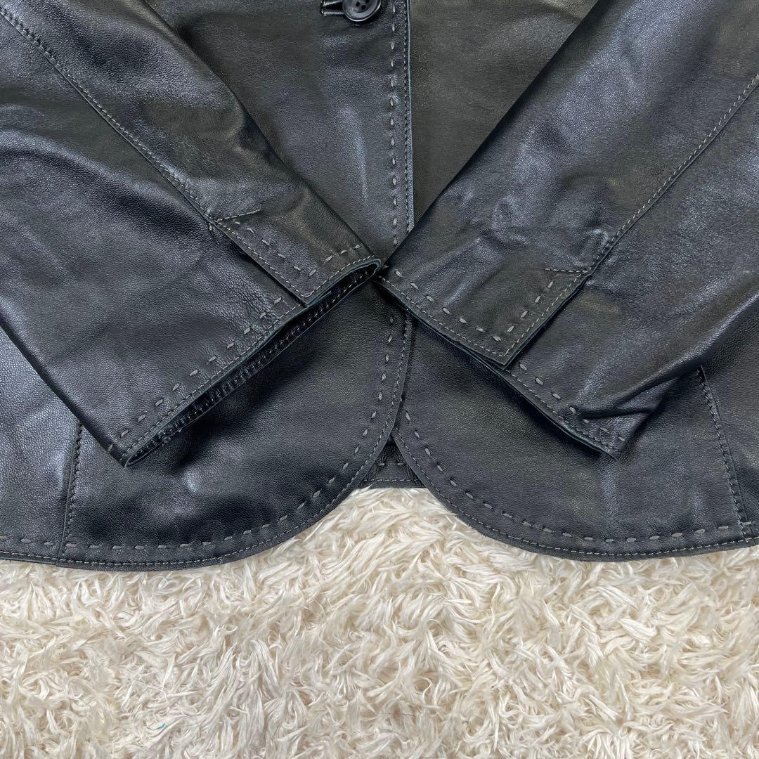 BALMAIN ラムレザー 羊革 ジャケット 大きいサイズ 裏地総柄ロゴ 2XL