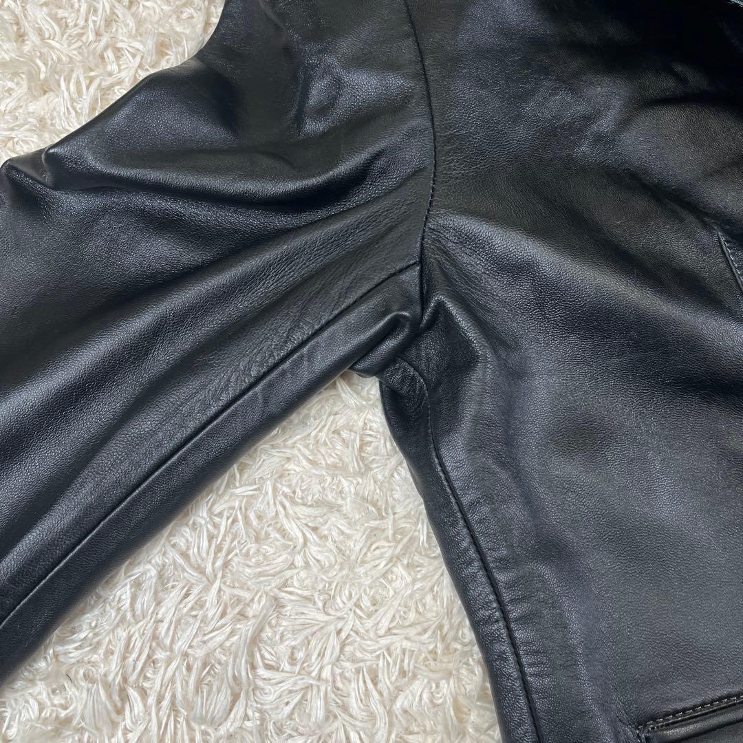 BALMAIN ラムレザー 羊革 ジャケット 大きいサイズ 裏地総柄ロゴ 2XL