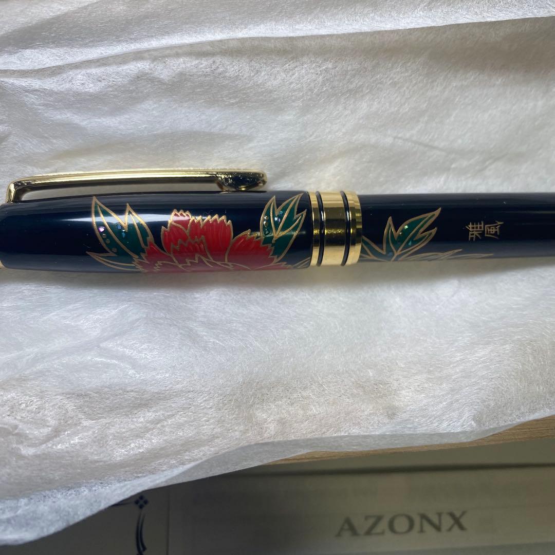 新品・未使用✨　輪島塗 蒔絵　ボールペン 牡丹　東山雅風　高級　金色装飾　黒