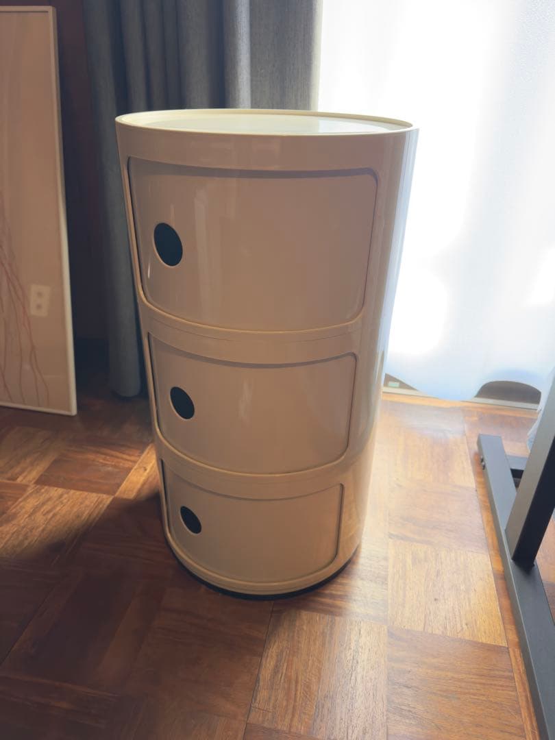 【オリジナル】コンポニビリ　オフホワイト　円柱型 3段収納ボックス