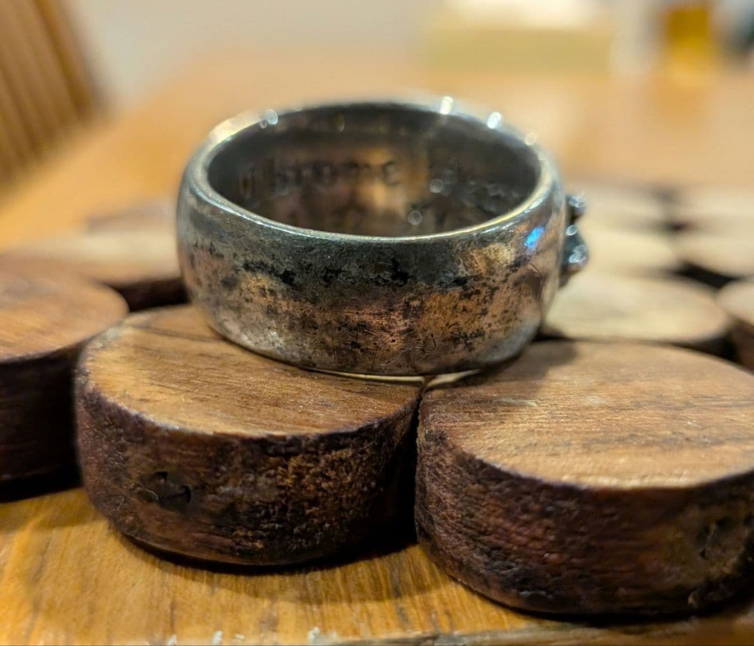 ヴィンテージ シルバー925 フローラルクロスリング18から19号（約19g）