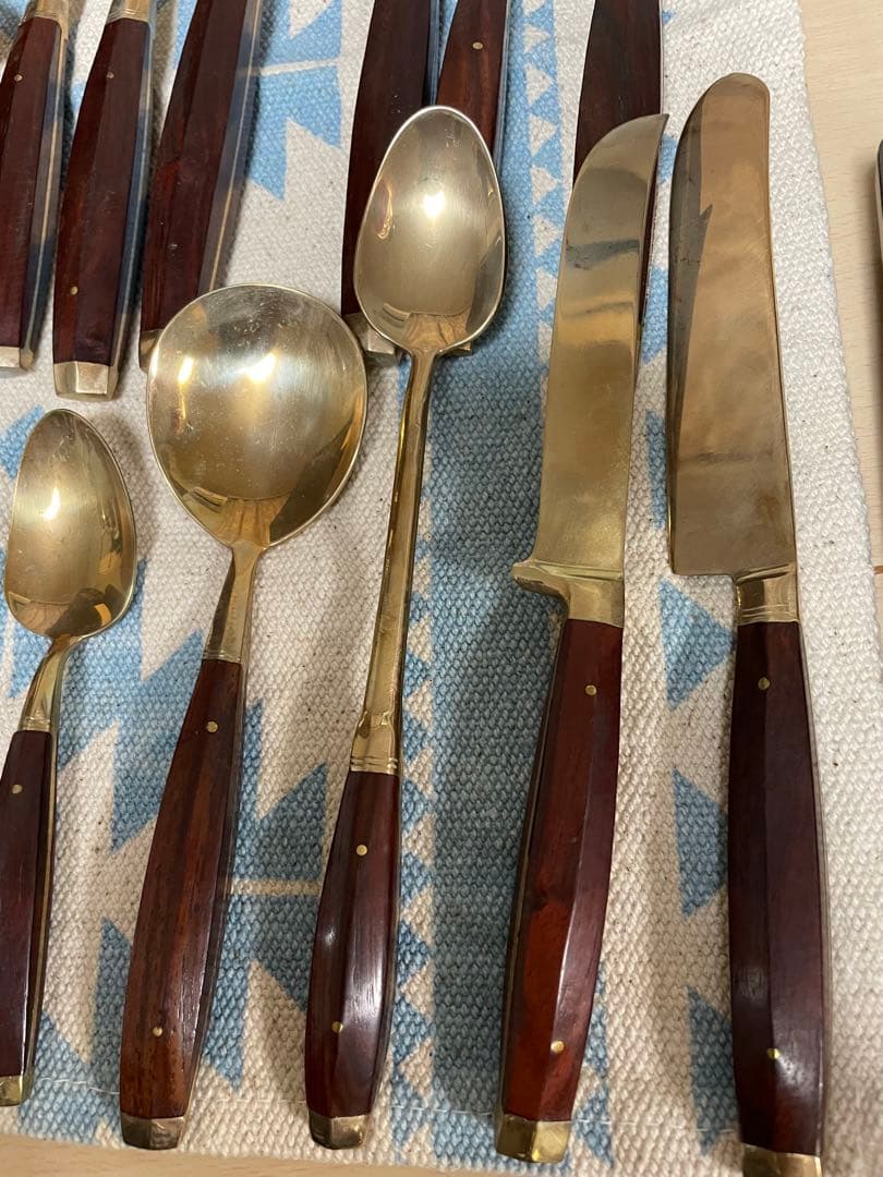 アンティーク　ローズウッド　食器　ブラス製ミッドセンチュリー　カトラリー
