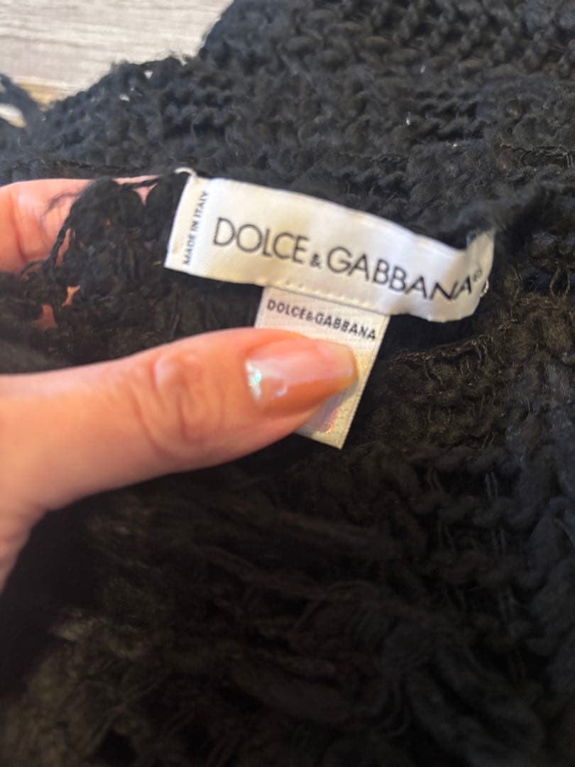 DOLCE&GABBANA 黒 ロゴ入り編み込みマフラー