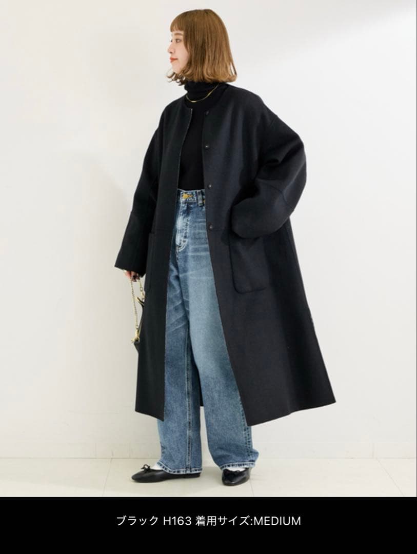 B.C STOCKノーカラーコート コート S120ブレンドリバーシブルコート