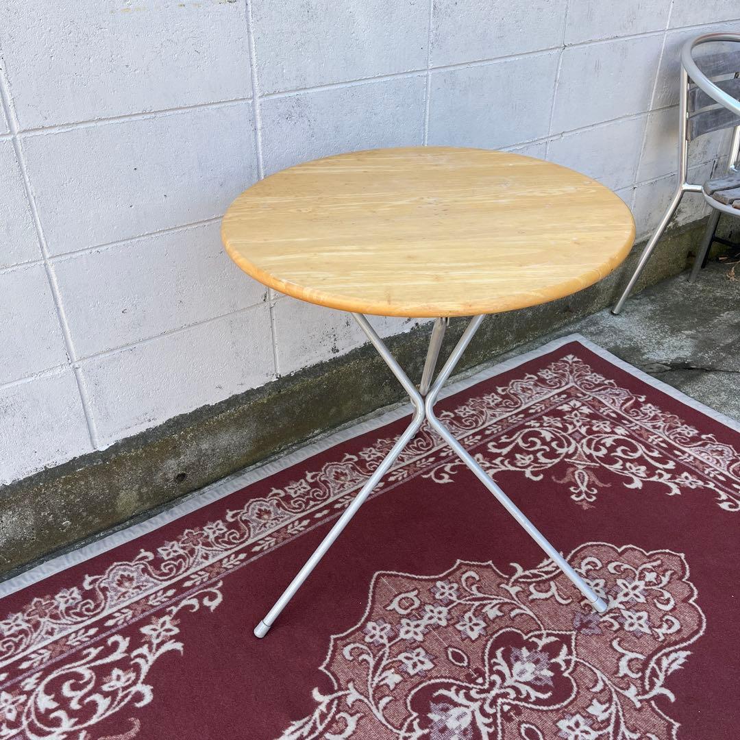 木製天板×スチール脚◾️折りたたみテーブル 丸テーブル コーヒーテーブル