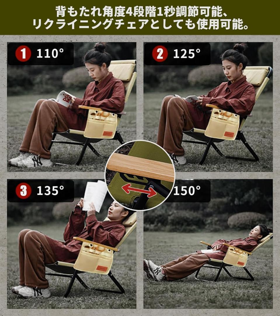 【新品・未使用】DesertFox キャンプチェア リクライニング 2脚　黒