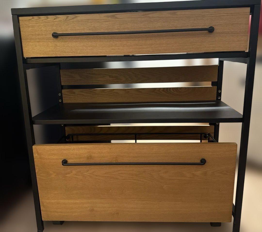 lowya キッチンワゴン ハニー　ブラック　カウンター　収納　キャビネット