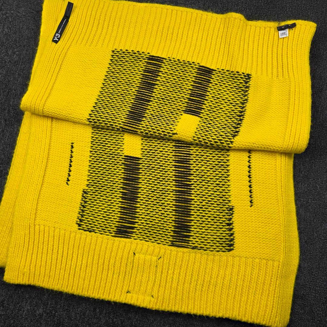 Y3 ニットストール　マフラー　イエロー　大判