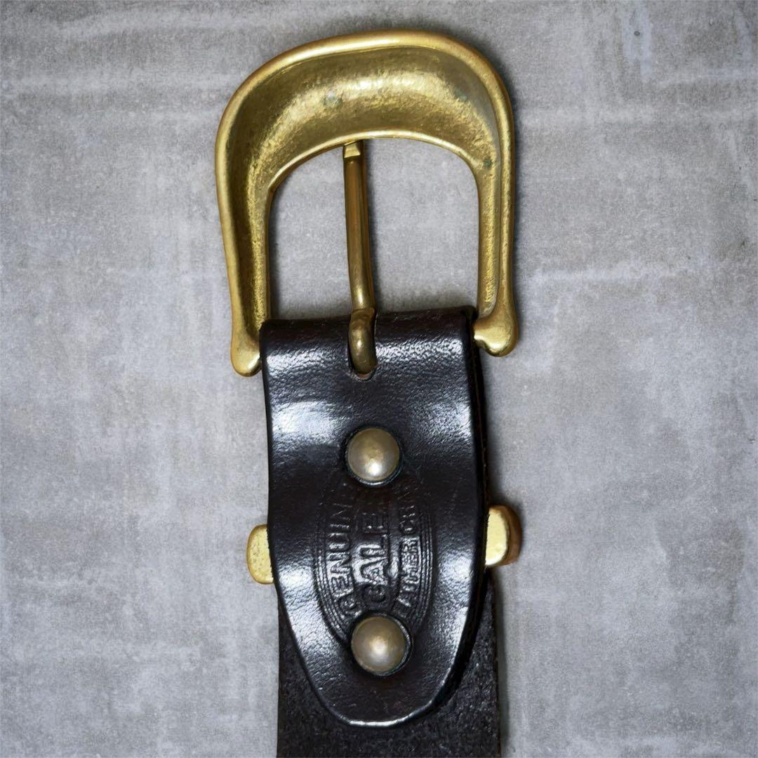 【希少】キャリー　レザー　ベルト　プレーン　金　ゴールド　カウハイド