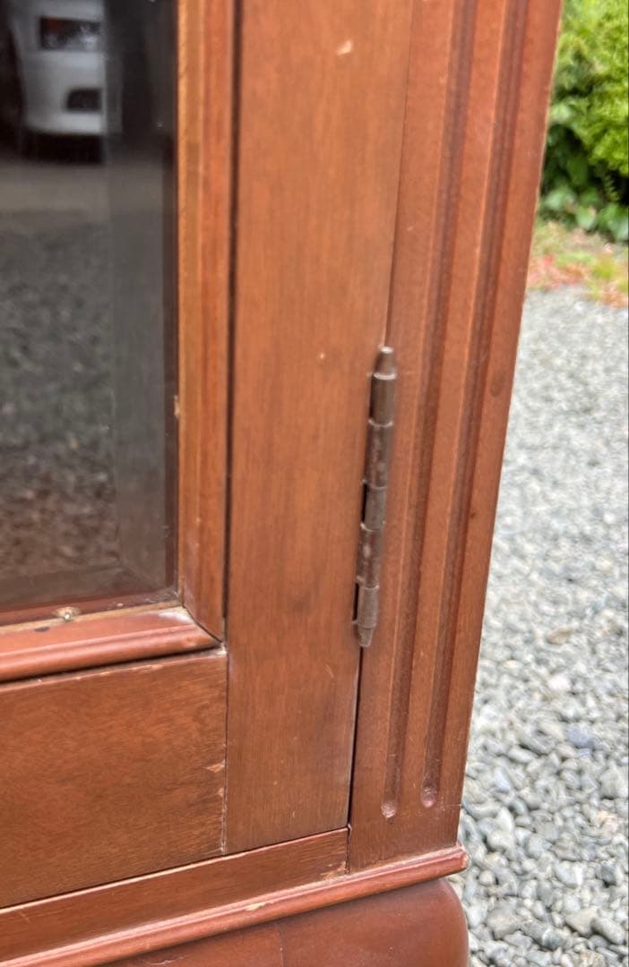 アンティーク 木製 キャビネット 飾り棚 ディスプレイ ガラス扉 猫脚