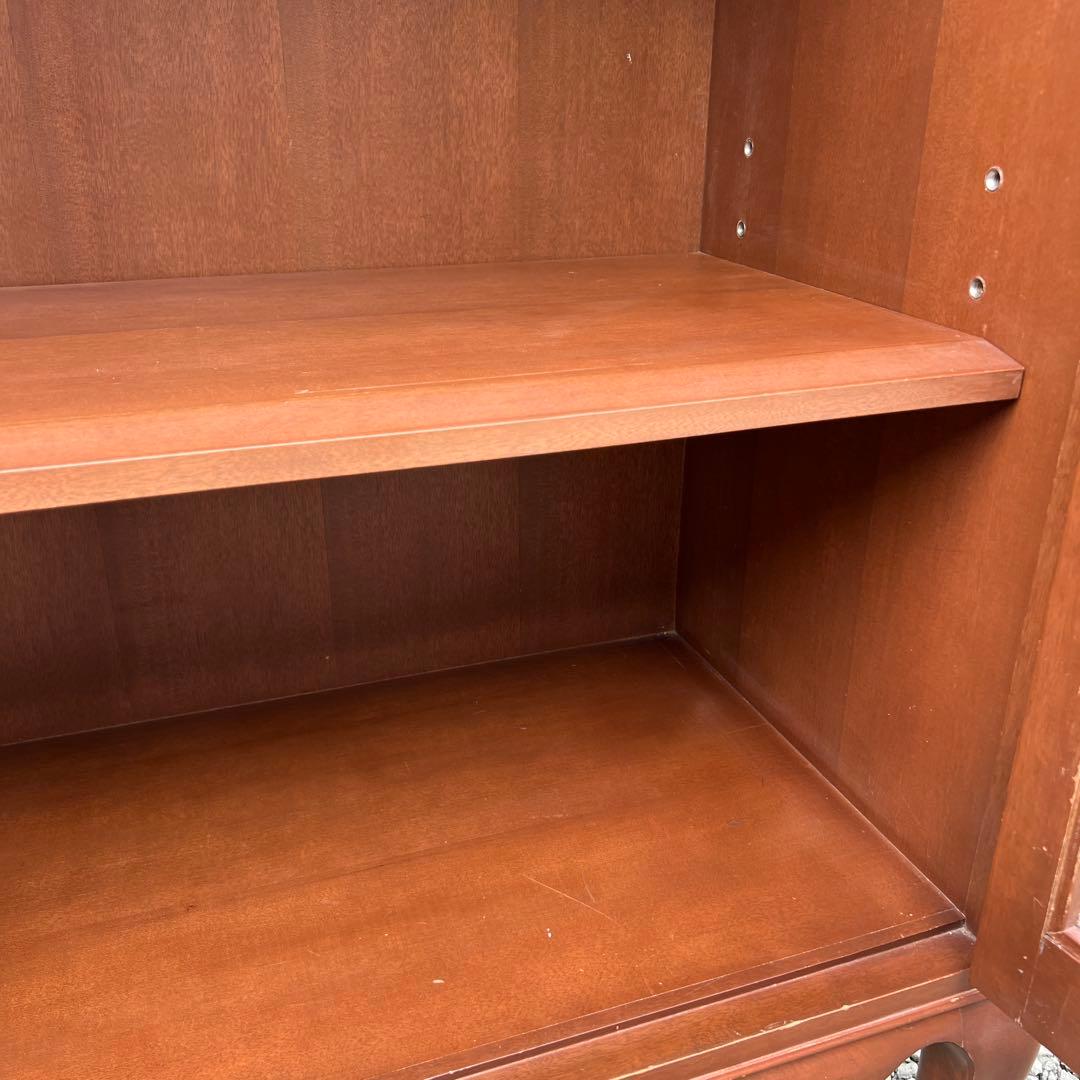 アンティーク 木製 キャビネット 飾り棚 ディスプレイ ガラス扉 猫脚