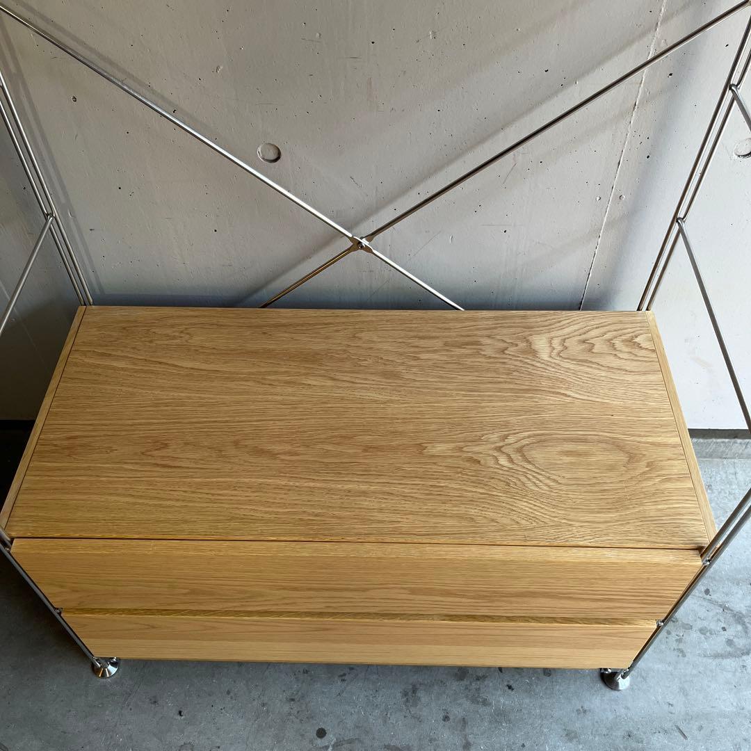 美品★無印 ステンレスユニットシェルフ・オーク材・ワードローブセット