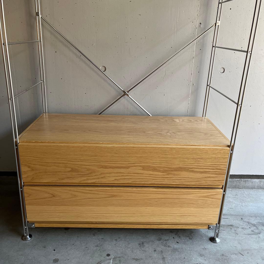 美品★無印 ステンレスユニットシェルフ・オーク材・ワードローブセット