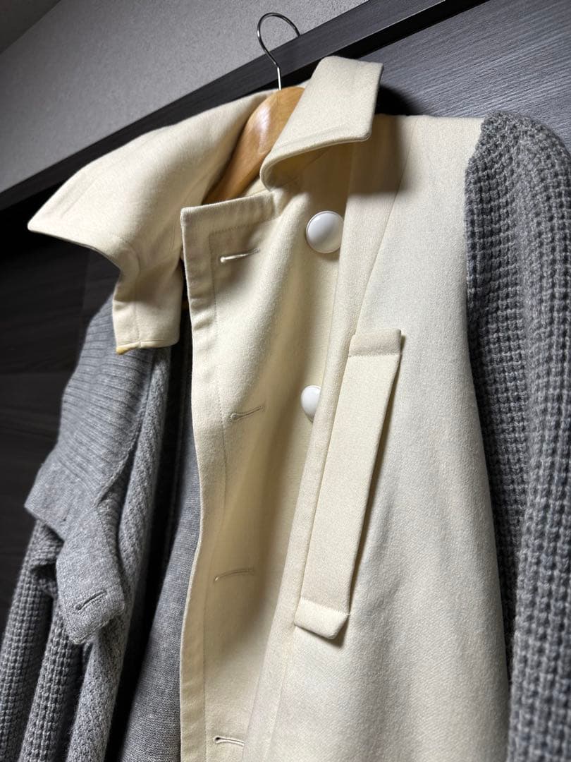 値下げ！【人気】sacai サカイ　リブ編み袖のグレーアイボリーコート　サイズ2