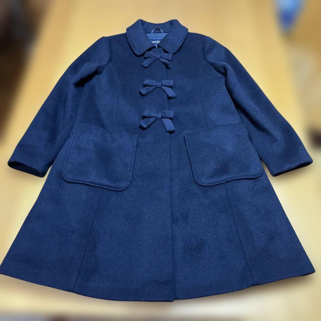 ど*ん様 familiar ネイビー ウールコート 150